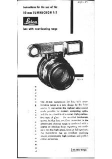 Leica 50/2 manual. Camera Instructions.